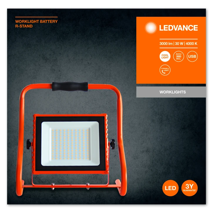 Прожектор LED Ledvance Worklight Battery R-Stand 30Вт, 4000K (4058075576513) фото 4