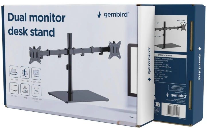 Кронштейн для 2 моніторів Gembird MS-D2ST-01 17"- 32" (2-9 кг) фото 2