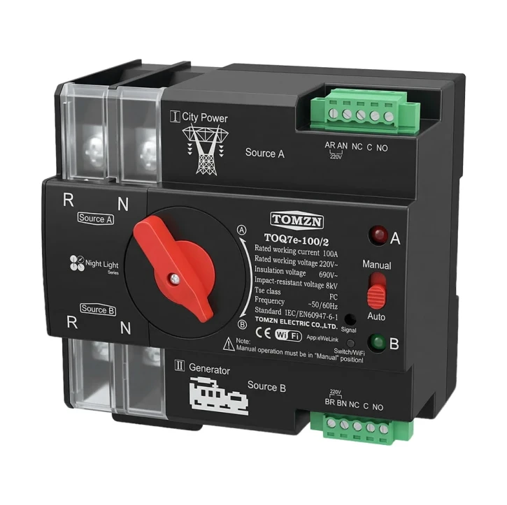 Автомат введення резерву TOMZN TOQ7e-100/2P (100A, 2P) під DIN-рейку з Wi-Fi (51-00119) фото 3