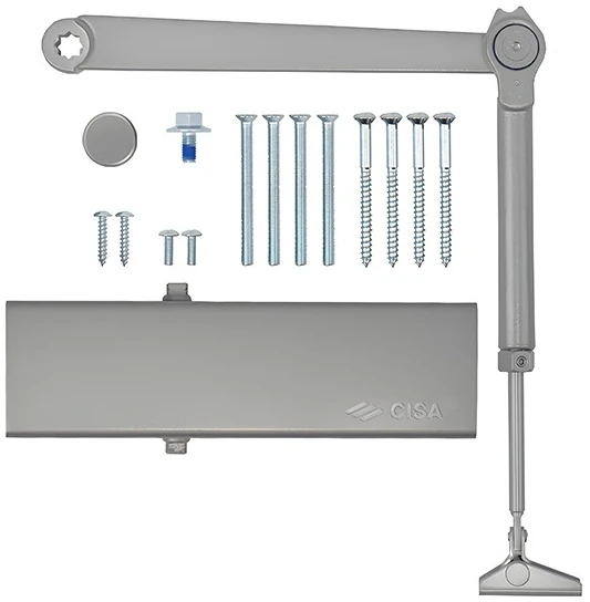 Доводчик дверной Cisa C1611.05.0.97 Professional Plus2 BC STD HO с фиксацией до 120 кг серый (37925) фото 6