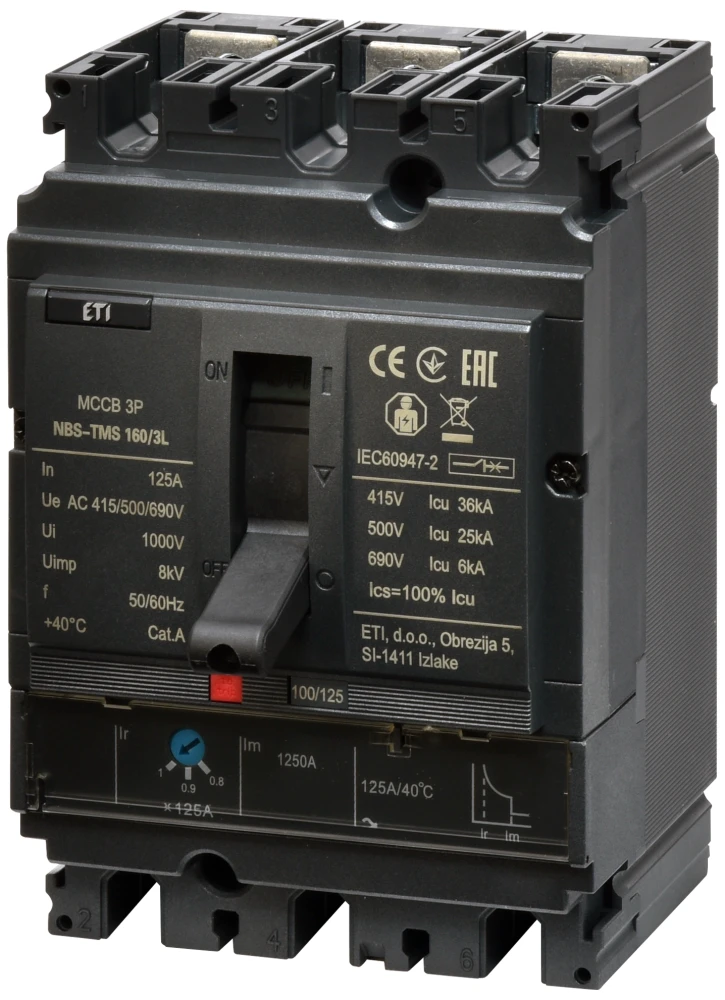 Автоматичний вимикач ETI NBS-TMS 160/3L 125A (4673008)