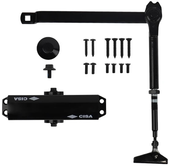 Доводчик дверний Cisa 60461.03.0.44 STD HO з фіксацією до 80 кг чорний (37898) фото 6