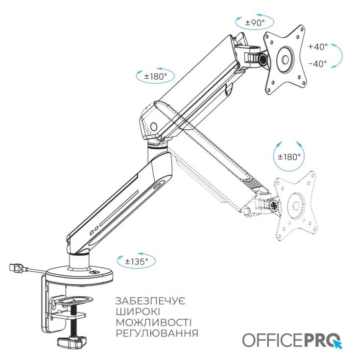 Настольный крепеж для монитора Officepro MA901W Plus White фото 7