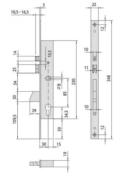Електромеханічний замок Cisa 16215.30 (BS30*85мм) (38546) фото 7