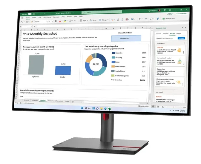 Монітор Lenovo P27h-30 27" Black (63A1GAT1UA) фото 3