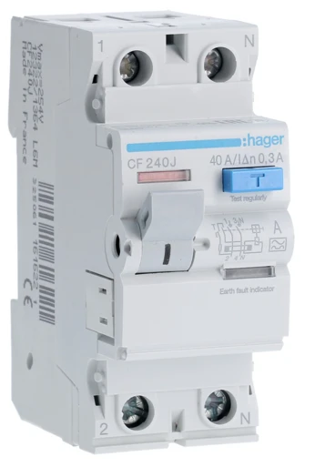 Пристрій захисного відключення (ПЗВ) Hager CF240J (2P 40A 300mA A) White