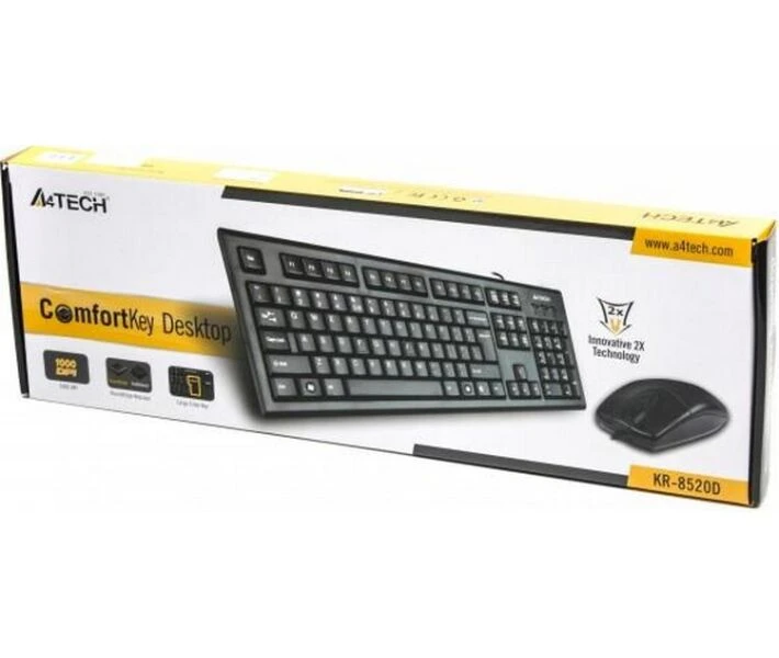 Комплект дротовий клавіатура + миша A4Tech KR-8520D Black фото 4