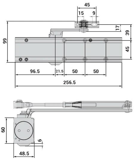 Доводчик дверний Cisa C1611.05.0.45 Professional Plus2 BC STD HO з фіксацією до 120 кг білий (37922) фото 8