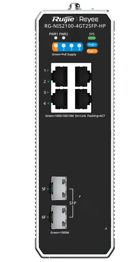 Комутатор Ruijie RG-NIS2100-4GT2SFP-HP PoE++ фото 2