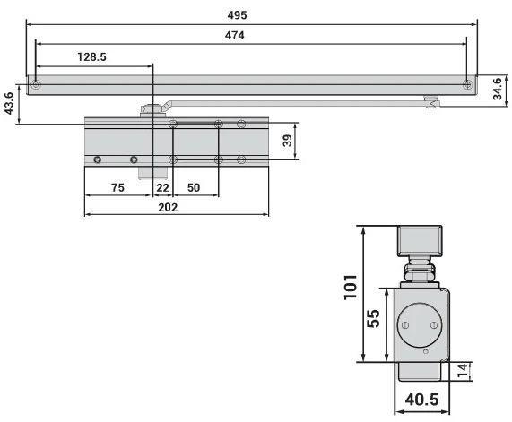Доводчик дверной Cisa C2010.03.0.90 Professional Plus2 SLD до 60 кг FIRE черный (37928) фото 7