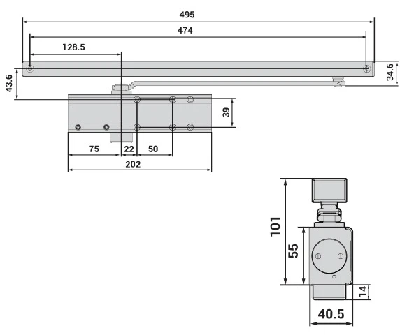 Доводчик дверной Cisa C2010.03.0.88 Professional Plus2 SLD до 60 кг FIRE коричневый (37927) фото 8