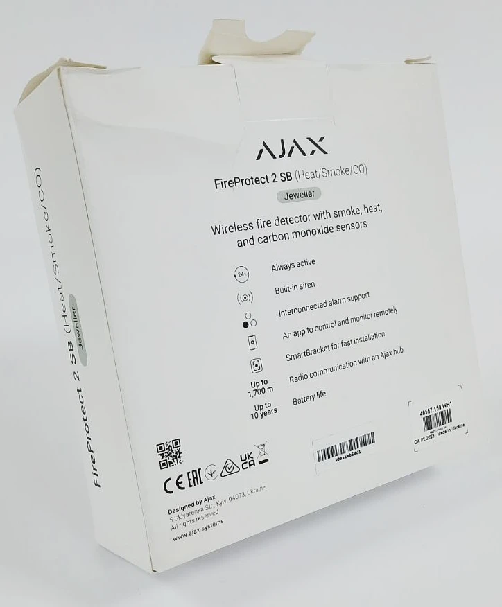 (Уценка) Беспроводной датчик дыма, температуры и угарного газа Ajax FireProtect 2 SB (Heat/Smoke/CO) (8EU) White фото 2