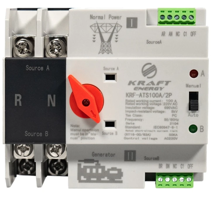 Автоматичний перемикач Kraft KRF-ATS100A/2p (2P, 400V, 100A) (51-00100) фото 2