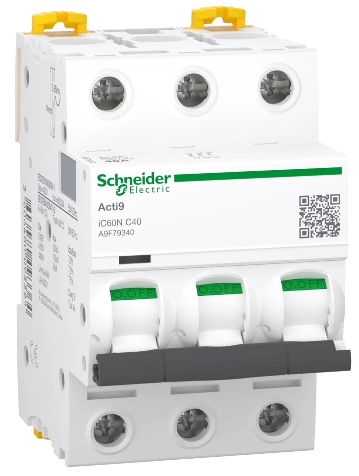 Автоматичний вимикач Schneider Electric Acti9 iC60N (3P, 40A, C, 6кА) (A9F79340)