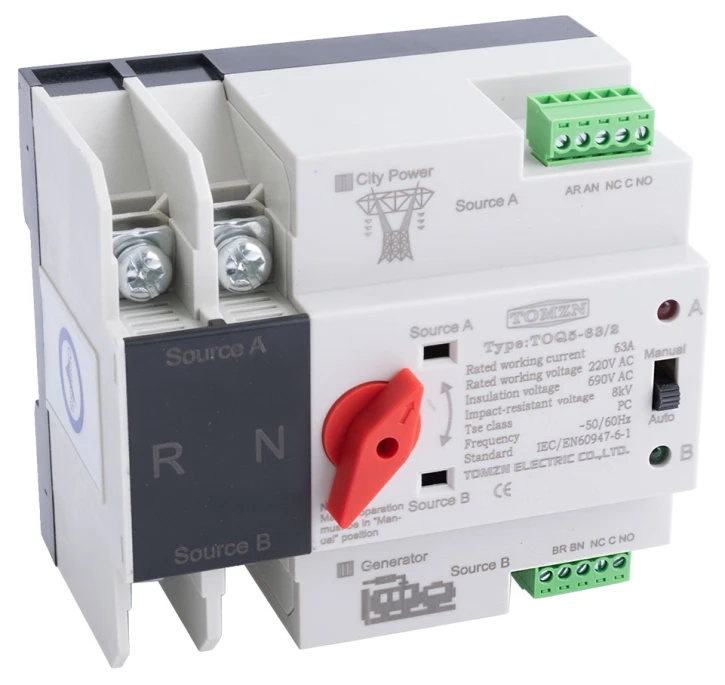 Автомат введення резерву TOMZN TOQ5-63/2P (2P, 230V, 63A)