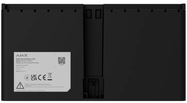 Перезаряженная Li-ion батарея для установки в EN54 Fire Hub или EN54 Fire ReX Ajax EN54 Internal Battery (72h) Black (127879.324.BL)