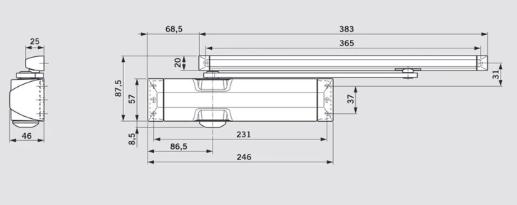 Доводчик дверний Dorma TS 90 Impulse EN 3/4 ковзна тяга з фіксацією White фото 2