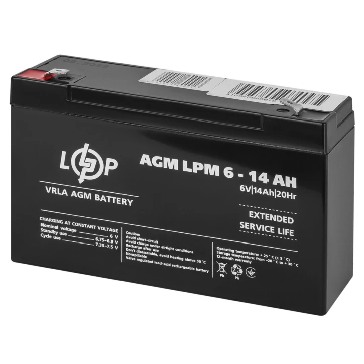 Акумулятор LogicPower AGM LPM 6V - 14 Ah (4160) фото 2