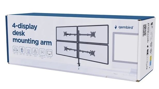 Кронштейн для 4 моніторiв Gembird MA-D4-01 Black фото 6