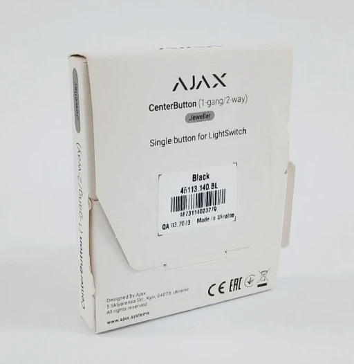 (Уцінка) Центральна кнопка для одноклавішного чи прохідного вимикача Ajax CenterButton (1-gang / 2-way) Black фото 2