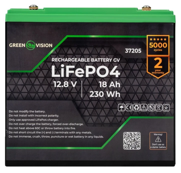 Акумулятор GreenVision LiFePО4 12V (12,8V) - 18 Ah (230Wh) (37205)