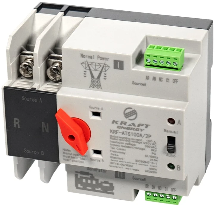 Автоматичний перемикач Kraft KRF-ATS100A/2p (2P, 400V, 100A) (51-00100) фото 8