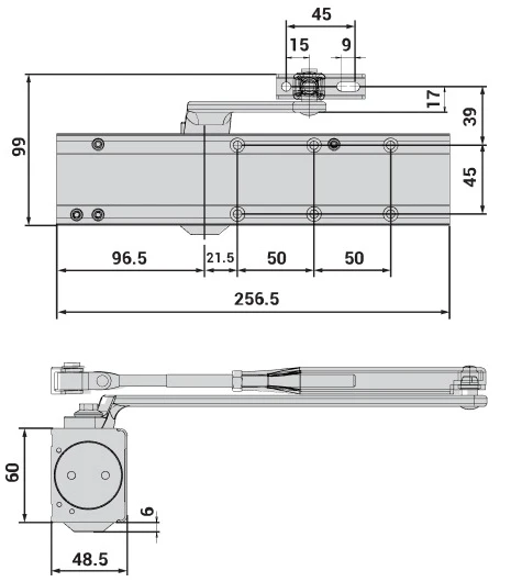 Доводчик дверной Cisa C1611.05.0.90 Professional Plus2 BC STD HO с фиксацией до 120 кг черный (37924) фото 8