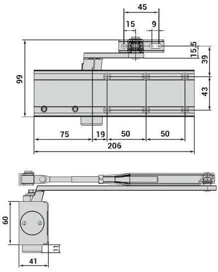 Доводчик дверной Cisa C1511.03.0.88 Professional Plus2 STD HO с фиксацией до 80 кг коричневый (37907) фото 8