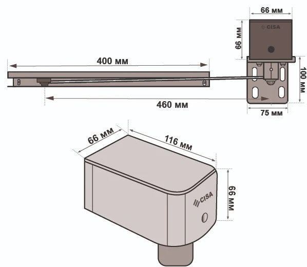 Доводчик для калитки Cisa C1310.11.2.97 пружинный до 55 кг правый серый (41370) фото 12
