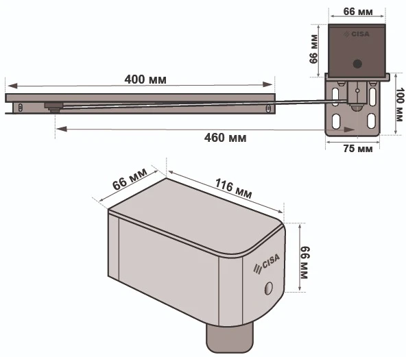 Доводчик для калитки Cisa C1310.11.1.97 пружинный до 55 кг левый серый (41369) фото 12