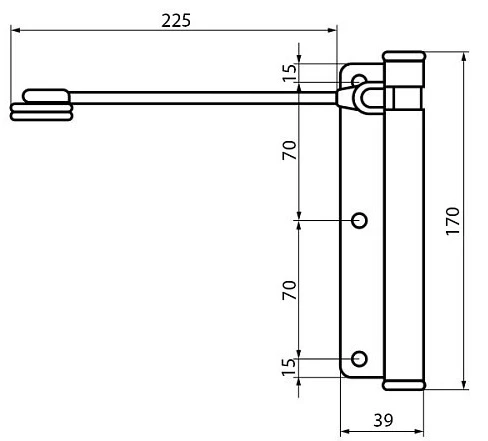Доводчик дверной Aldeghi Luigi 114ZN170D правый, черный цинк (11420) фото 3