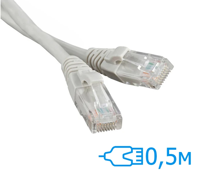 Патч-корд Ritar 0.5м UTP Cat.5e литий сірий RJ45, CCA (PCR-CCA/0.5G)