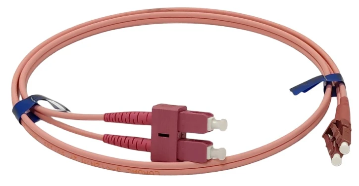 Патч-корд оптичний CMS SC/UPC-LC/UPC MM (OM4) 1m Duplex (UPC-1SCLC(OM4)D(ON))