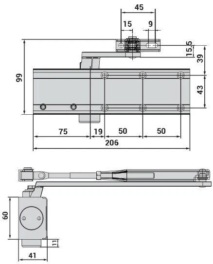 Доводчик дверний Cisa C1611.03.0.45 Professional Plus2 BC STD HO з фіксацією до 80 кг білий (37914) фото 8
