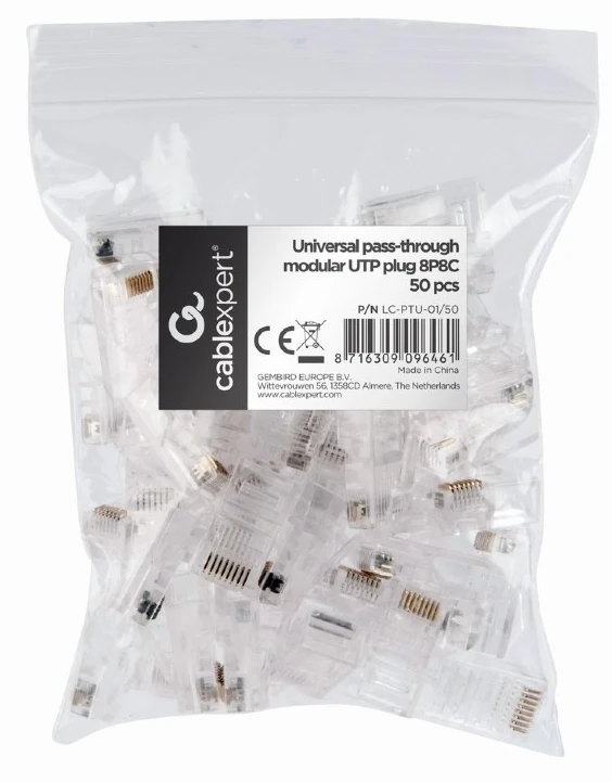 Конектор RJ45 Cablexpert LC-PTU-01/50 cat.5e UTP 8P8C, 50 шт фото 3