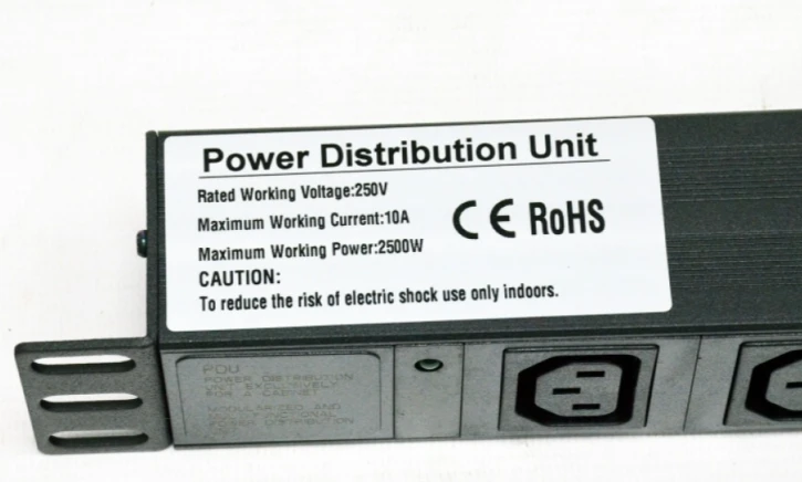 Блок розеток Kingda 19″ 1U, 8xC13 10А, з індикатором, без кабелю, чорний (KD-IEC1008WKPB19A-C14) фото 2