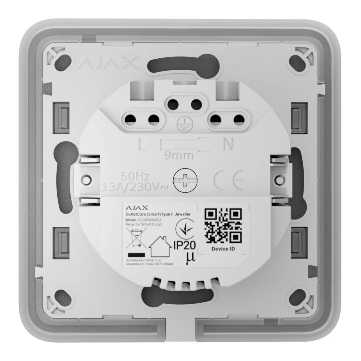 Умная встроенная розетка с функцией мониторинга потребления электроэнергии Ajax Outlet [type F] Jeweller Graphite фото 3