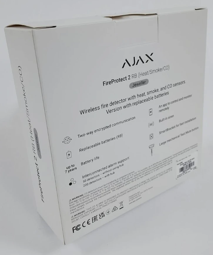 (Уцінка) Бездротовий датчик диму, температури та чадного газу Ajax FireProtect 2 RB (Heat/Smoke/CO) (8EU) White фото 2
