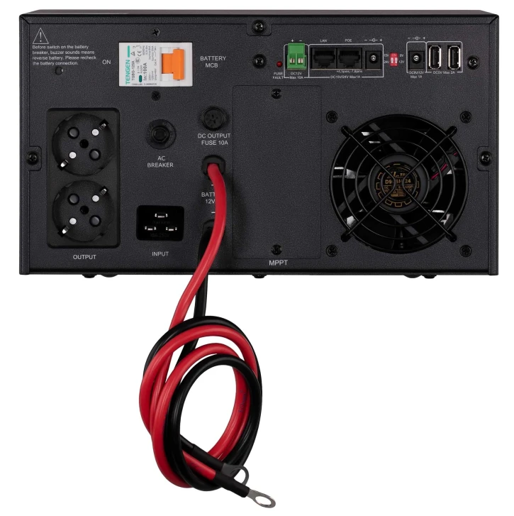Инвертор 2E HI1600 1600W, 24V – 230V, LCD, AVR, 2xSchuko + DC output Black (2E-HI1600) фото 5