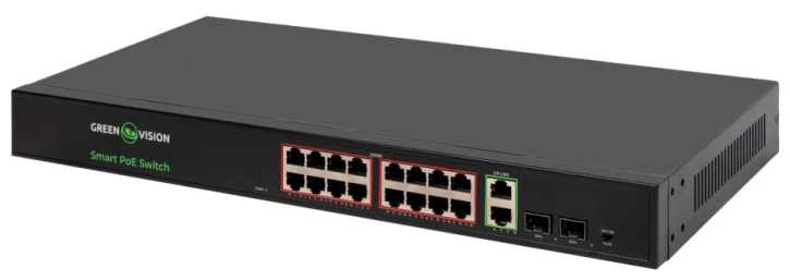 Комутатор GreenVision POE GV-022-D-16G+2PG+2SFP (38683)