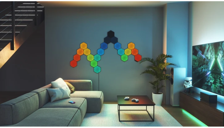 Розумна система освітлення Nanoleaf Shapes Ultra Black Hexagons Starter Kit, Apple Homekit — 9 шт. (NL42-0102HX-9PK) фото 5