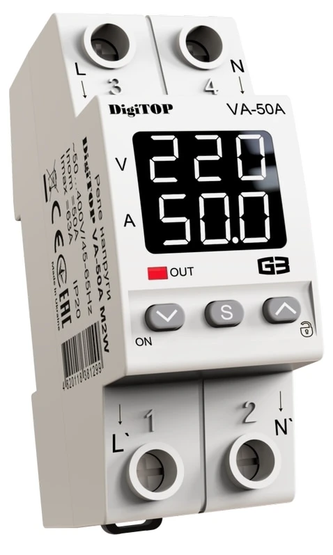 Реле напруги DigiTop VA-50A M2W White