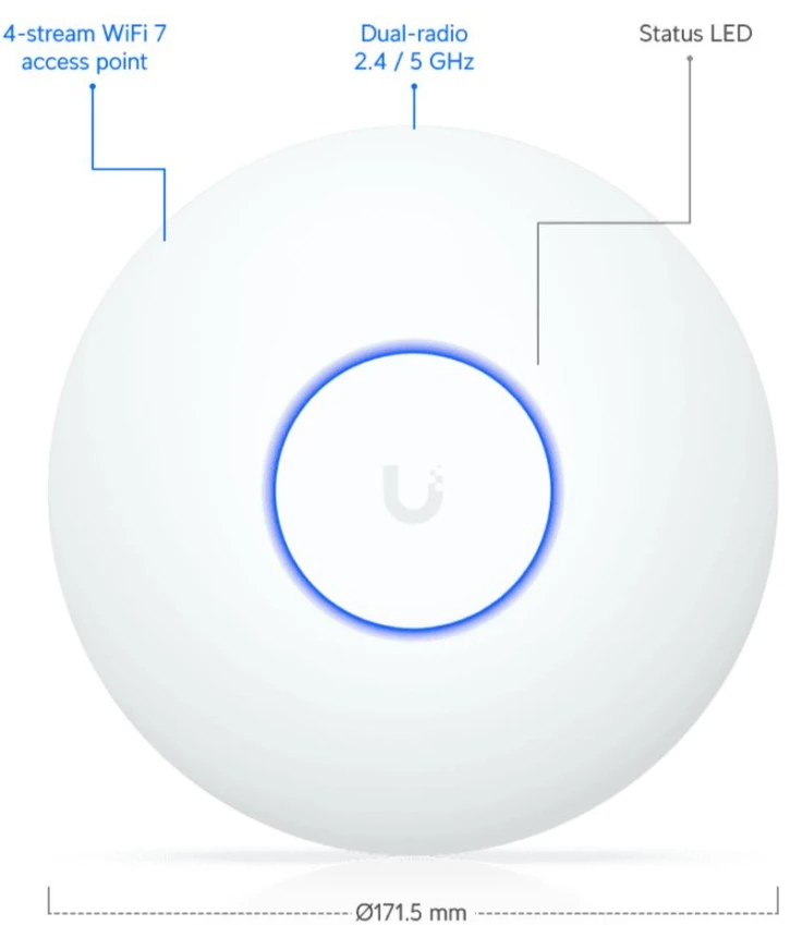 Точка доступу Wi-Fi Ubiquiti UniFi 7 Lite (U7-LITE) фото 4