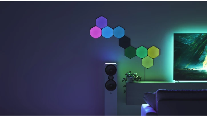 Розумна система освітлення Nanoleaf Shapes Ultra Black Hexagons Starter Kit, Apple Homekit — 9 шт. (NL42-0102HX-9PK) фото 3