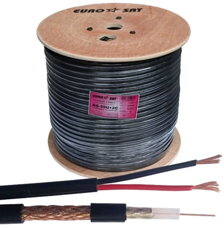 Кабель комбінований Eurosat RG-59-CU+2x0,75 PE Out, 305 м, (202077) фото 2