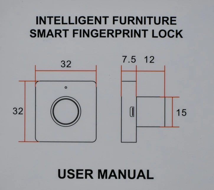 Мебельный биометрический замок SEVEN LOCK F-08 Black (F08) фото 5