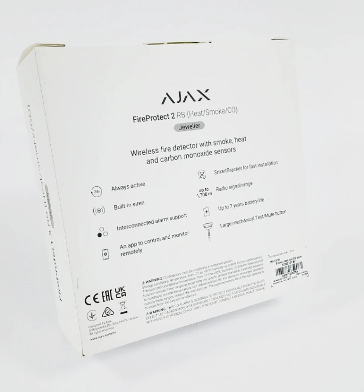(Уцінка) Бездротовий датчик диму, температури та чадного газу Ajax FireProtect 2 RB (Heat/Smoke/CO) (8EU) Black фото 2