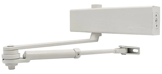 Доводчик дверний Cisa C1611.03.0.45 Professional Plus2 BC STD HO з фіксацією до 80 кг білий (37914)