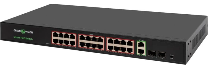 Комутатор GreenVision POE GV-023-D-24G+2PG+2SFP (9444)