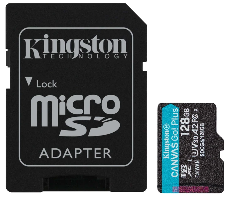Карта пам'яті Kingston 128GB microSDXC сlass 10 UHS-I U3 V30 A2 Canvas Go Plus G4 (SDCG4/128GB)